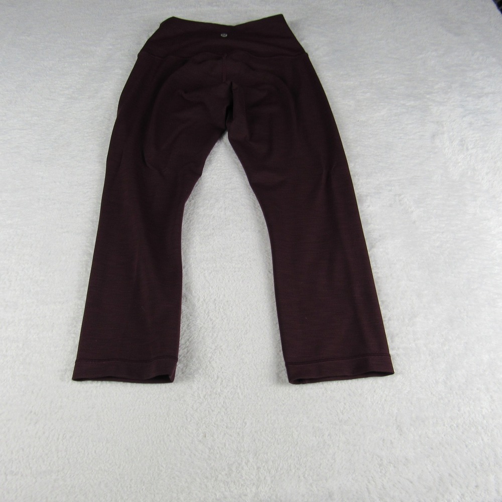 Lululemon Wunder Under Crop Women 6‎ Burgundy High Rise Yoga Leggings
